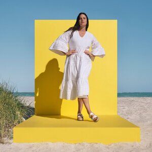 Lisa Marie Fernandez x Target  Bell Sleeve Ric Rac Midi Dress